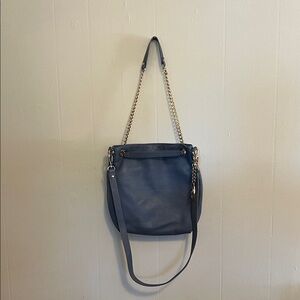 MICHAEL Michael Kors Blue/gray Shoulder Bag with Gold Chain